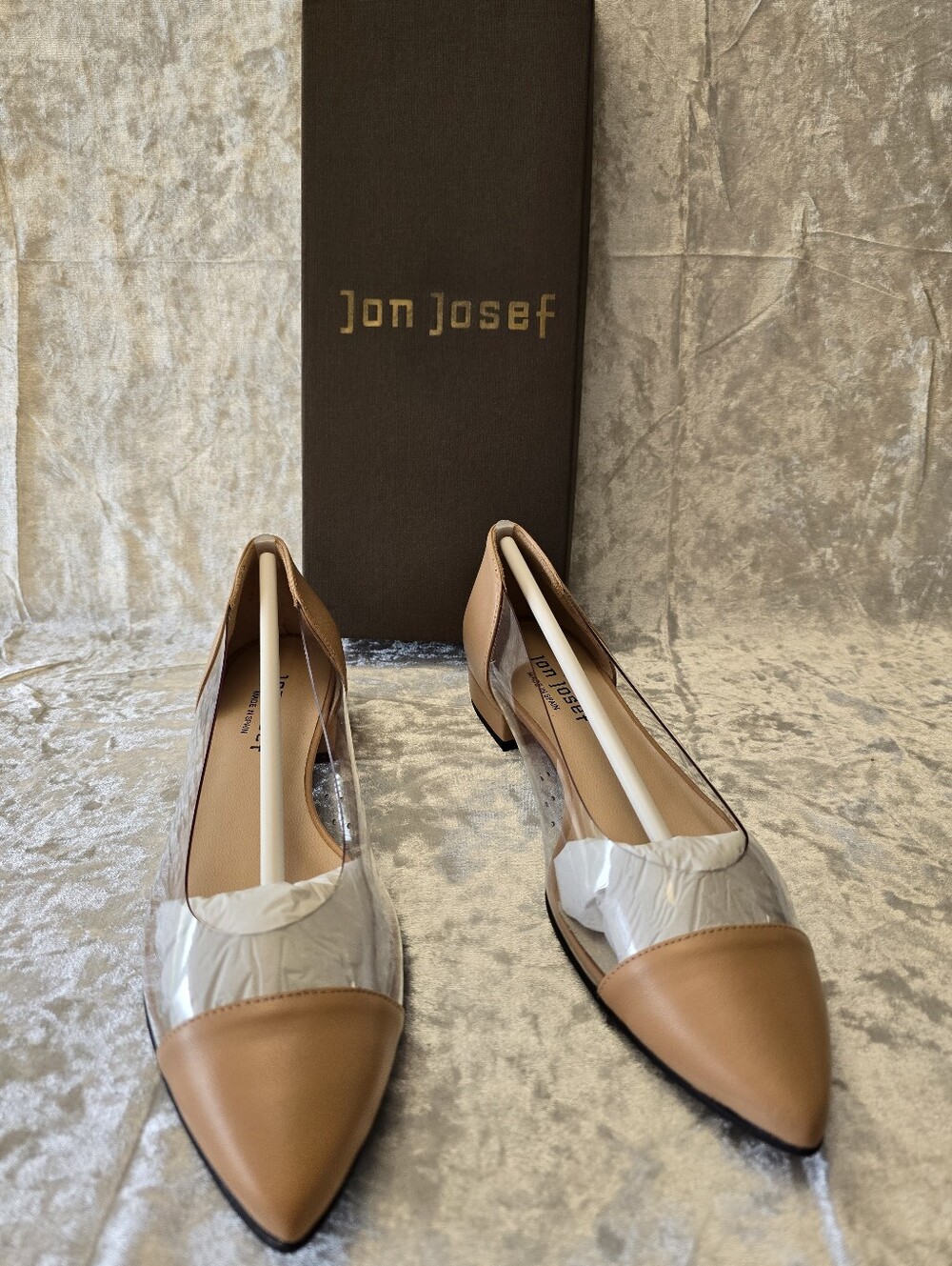 Jon Josef Womens Nude Leather Pointed-Toe Flats With Vinyl Side